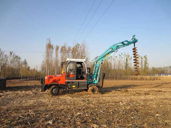 電線桿挖坑機 電線桿打眼機樣式為挖掘機