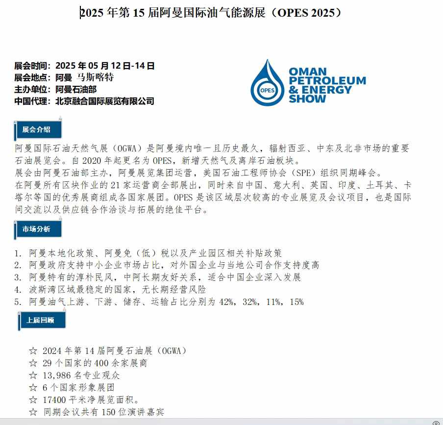 2025年阿曼石油天然氣展 還有一個展位