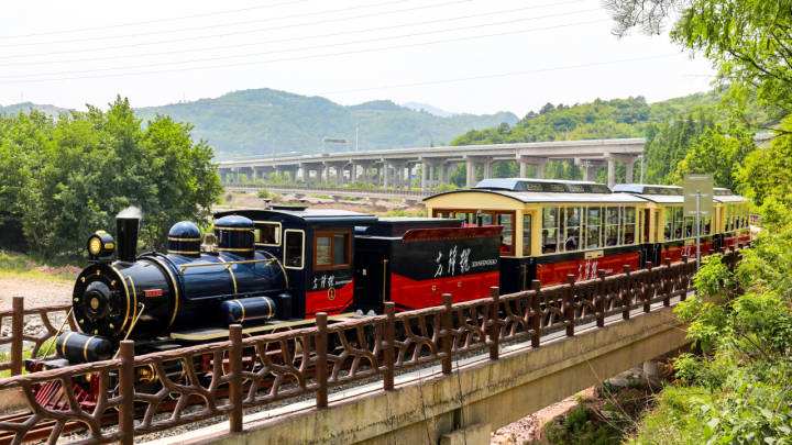 景區游玩觀光代步車 電動軌道小火車 網紅四季游樂設備 多人游玩項目
