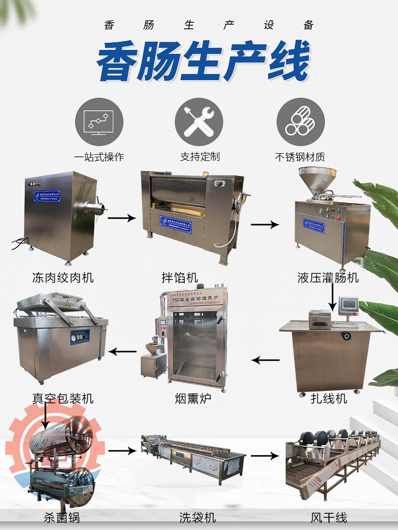 紅腸設(shè)備 風(fēng)干臘腸生產(chǎn)線 香腸流水線 腸制作機(jī)器