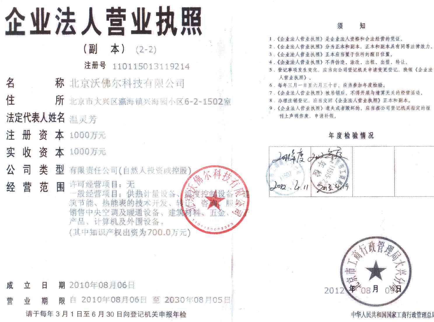 北京沃佛爾科技有限公司