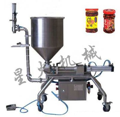 李錦記半自動芝麻醬灌裝機/攪拌式牛肉醬灌裝機/意面醬灌裝機